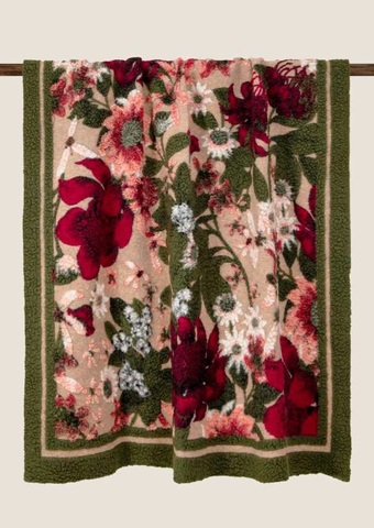 Плед 150x190 Frati Home Greenery бежевый с зеленым