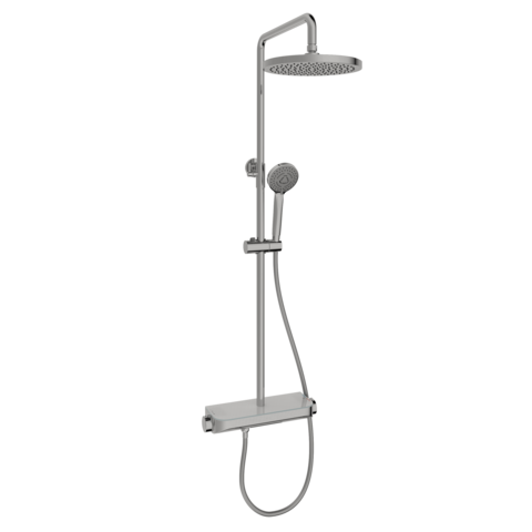 Sancos Teo SC11002CH Душевая стойка c термостатом, изливом и полкой, цвет: хром