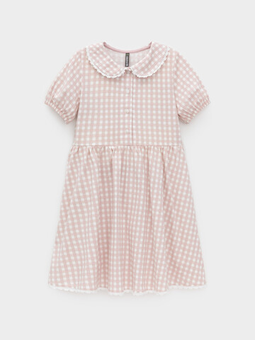 Платье  для девочки  КР 5932/розовый лед,маленькая клетка к601