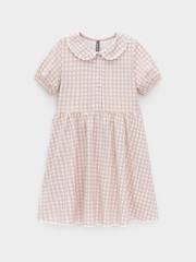 Платье  для девочки  КР 5932/розовый лед,маленькая клетка к601