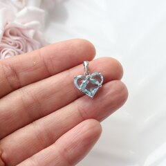 Подвеска Сердце с бледно-голубым фианитом, 14 мм, родий, П515