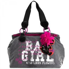 
          Сумка женская/для девочки, 240х350х140 мм, "Also Like Flowers", 2 отделения, текстиль, ручки текстиль, резинка в подарок, серый