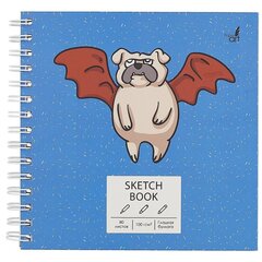 
          Скетчбук 195*195 мм., 80л., "Крылатый пёс", 100 г/м2, Канц-Эксмо, 7БЦ, евроспираль, матовая ламинация, жёсткая подложка, белый офсет