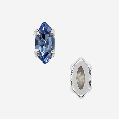 Кристалл Маркиз (Marquise Fancy Stone) в цапах, оттенок "Сапфир"/"Sapphire", 6*3мм, родирование