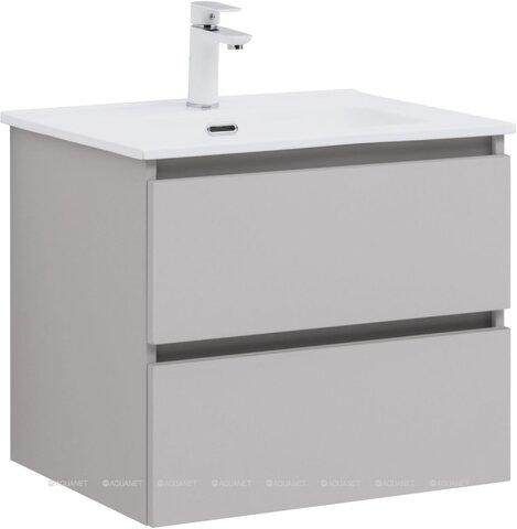 Aquanet 344777 Тумба с раковиной Вега 2.0 60 2 ящ. цв.бежевый (раковина Flat) (344777)