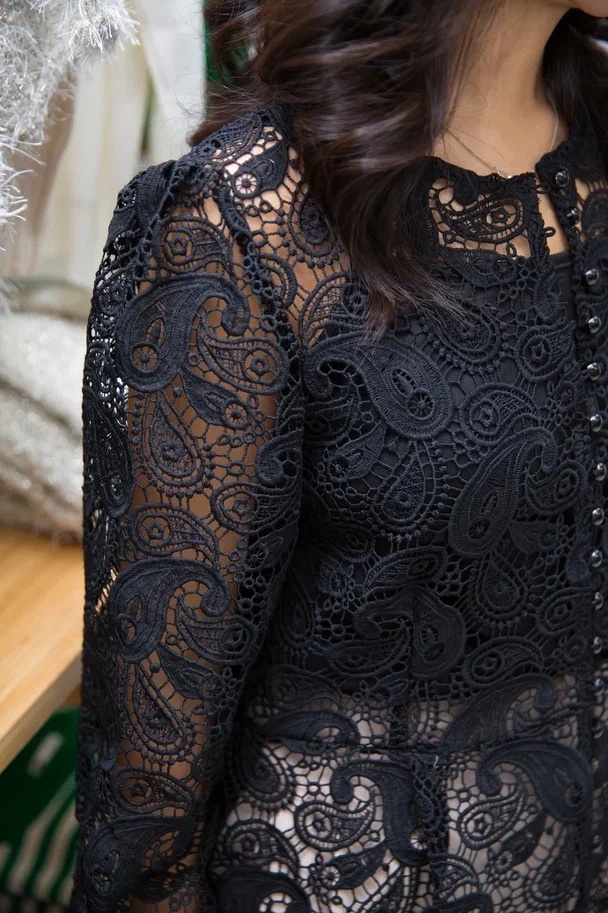 Diane von Furstenberg 2007 кружевная блузка черная