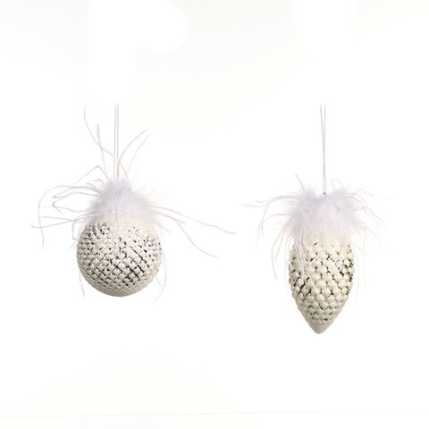Набор шаров с перышками 2шт 8см Goodwill белый