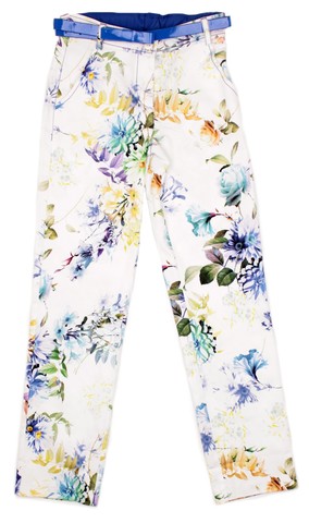 Брюки с цветочным принтом прямого кроя REMIX