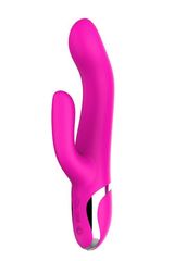 Розовый вибратор-кролик NAGHI NO.43 RECHARGEABLE DUO VIBRATOR - 23 см. - 