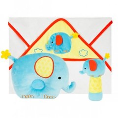 Подарочный набор Жирафики Добрый слоник полотенце погремушка и подушка 939563