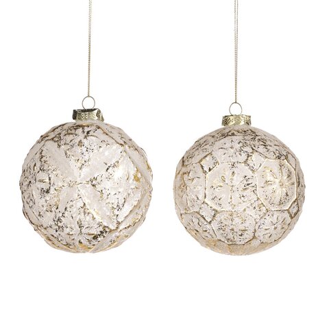 Набор шаров с узорами 2шт 10см Goodwill белый с золотом