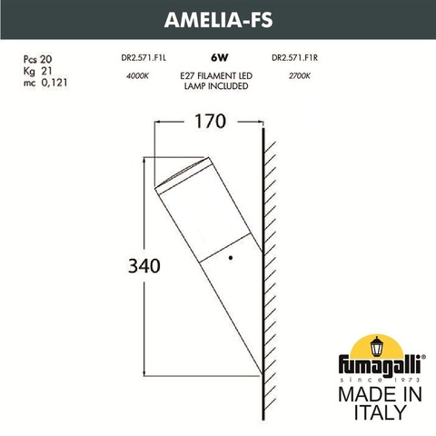 Уличный настенный светильник Fumagalli AMELIA DR2.571.000.AYF1R