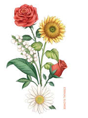 Конструктор LOZ mini Прекрасный вечный цветок для тебя - летний букет 568 деталей NO. 1659 Summer bouquet Eternal flower Series