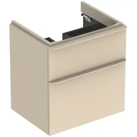 Шкафчик для раковины Geberit Smyle Square, с двумя выдвижными ящиками: B=58.4см, H=61.7см, T=47см, Песчаный глянец / Высокоглянцевое покрытие