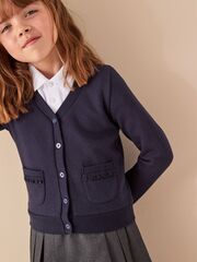 Кардиган школьный с карманами для девочки Next 995-231, Темно-синий