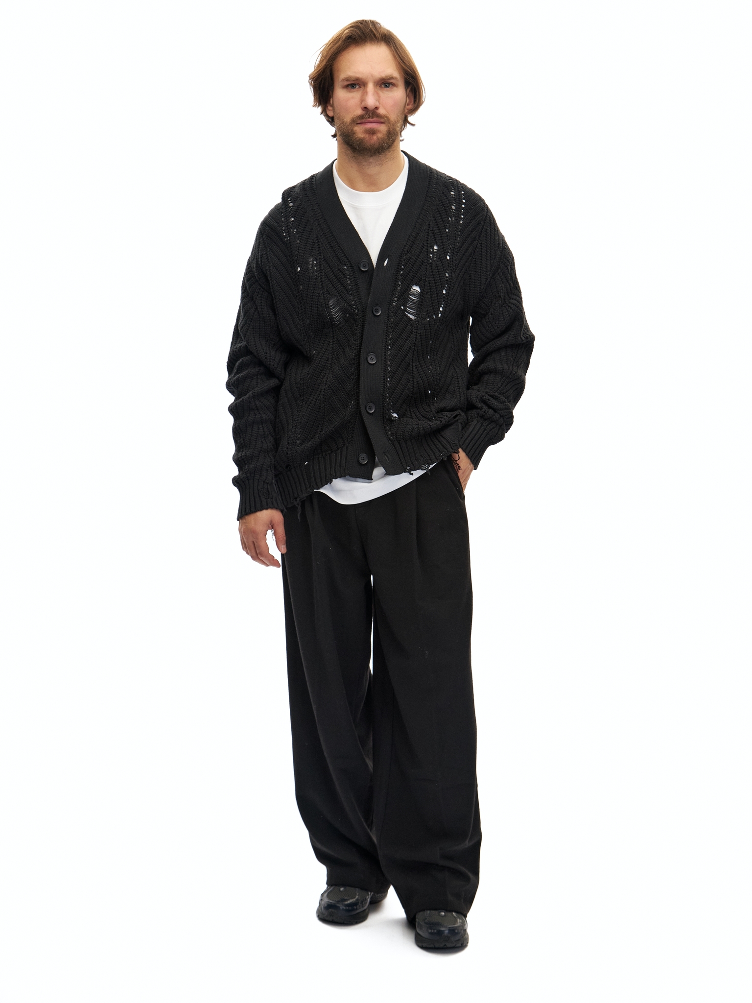 Черный хлопковый кардиган Sublimation с перфорацией