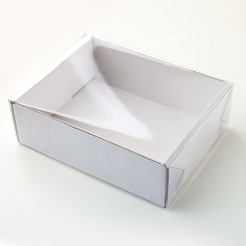 Коробка для макарон и др.кондитерской продукции с пластиковой крышкой, прозрачная 55*55*55 мм