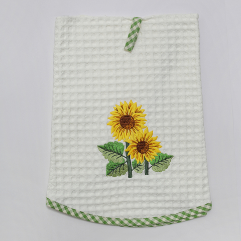 Полотенце круглое 76 Old Florence Girasoli с зеленым кантом зеленое