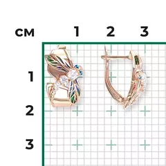 02-4529-01-501-1110- Серьги стрекозы из золота с эмалью и фианитами