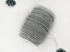 Шнур декоративный со стразами, d 4 мм, серебро