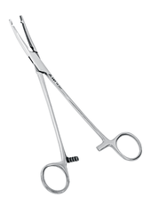 Зажим жесткий для влагалищных операций изогнутый 219 мм