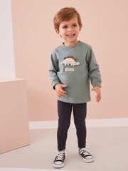 Лонгслив и легинсы в комплекте для мальчика Next 650-024, Зеленый, Черный