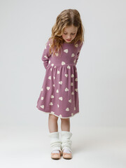 платье  для девочки  КР 5836/темная орхидея,сердечки к591