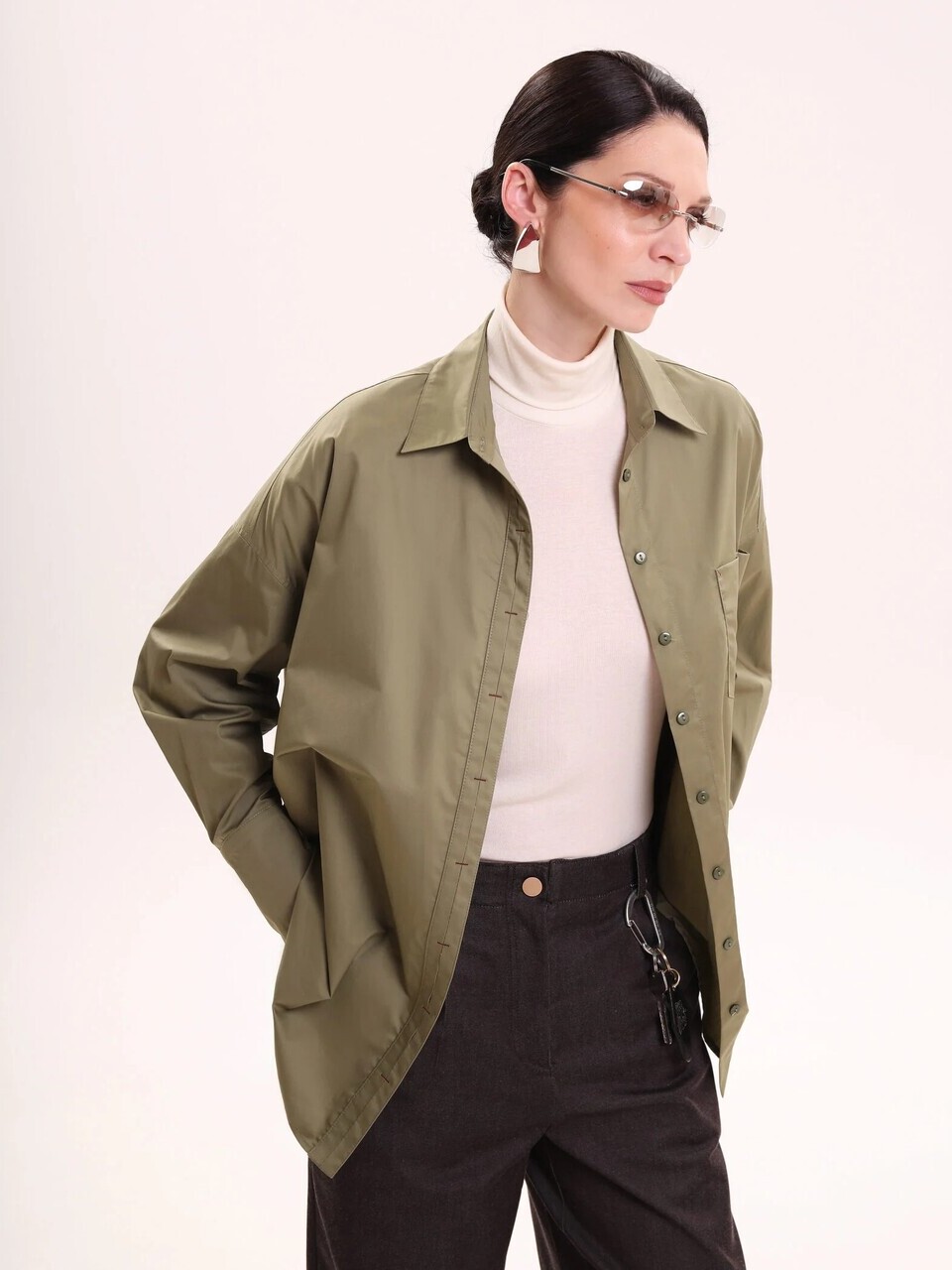 Рубашка хлопковая олива