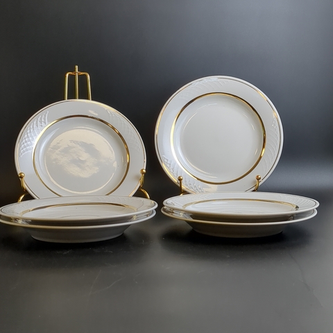 Десертные тарелки набор из 6 штук, фарфор, золочение, D- 17.5 см, клеймо Владивостокский ФЗ, винтаж времен СССР 1981-1991 гг