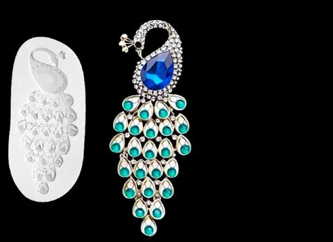 Силиконовый молд Павлин с драгоценными камнями