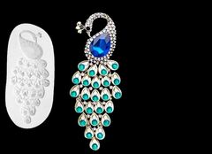 Силиконовый молд Павлин с драгоценными камнями