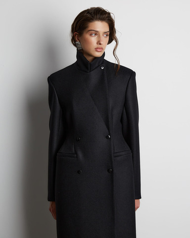 Пальто с формообразующими бедрами из шерсти Гуччи черный