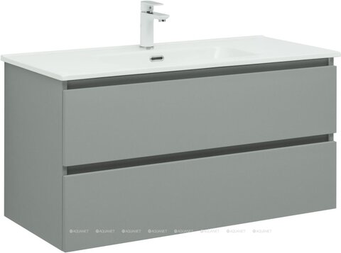 Aquanet 344772 Тумба с раковиной Вега 2.0 100 2 ящ. цв.мисти грин (раковина Flat) (344772)