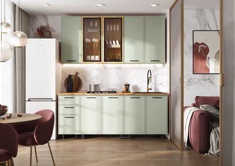 Кухня Бьянка 2,0/900м (Олива софт, Дуб Крафт (Дуб вотан))