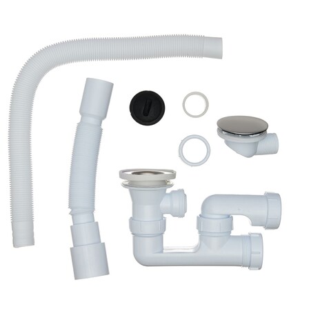 Сифон для ванны регул. с выпуск. и перелив. в комп. с гиб.трубой, 1 1/2