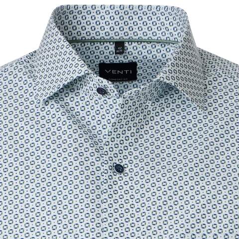 Сорочка мужская Venti Modern Fit 226110131-300 с сине-зеленым принтом, короткий рукав