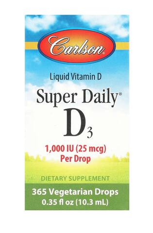 Carlson Super Daily D3, 25 мкг (1000 МЕ), 10,3 мл (0,35 жидк. унции)