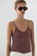 Massimo Dutti Топ на бретелях из текстурированного 100% хлопка, пестро-розовый