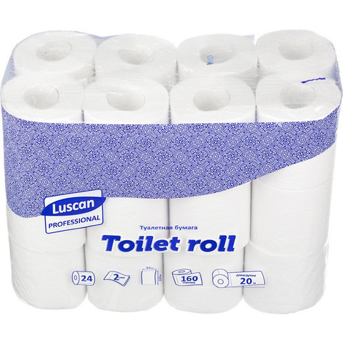 Бумага туалетная Luscan Professional 2-слойная белая, 24 рул./уп.