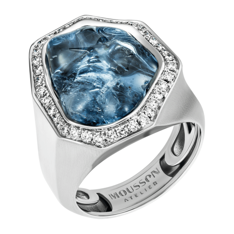 Кольцо с Аквамарином и Бриллиантами, R0030-2/1