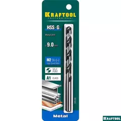 KRAFTOOL HSS-G, 9.0 х 125 мм, сталь P6M5, сверло по металлу (29651-9)