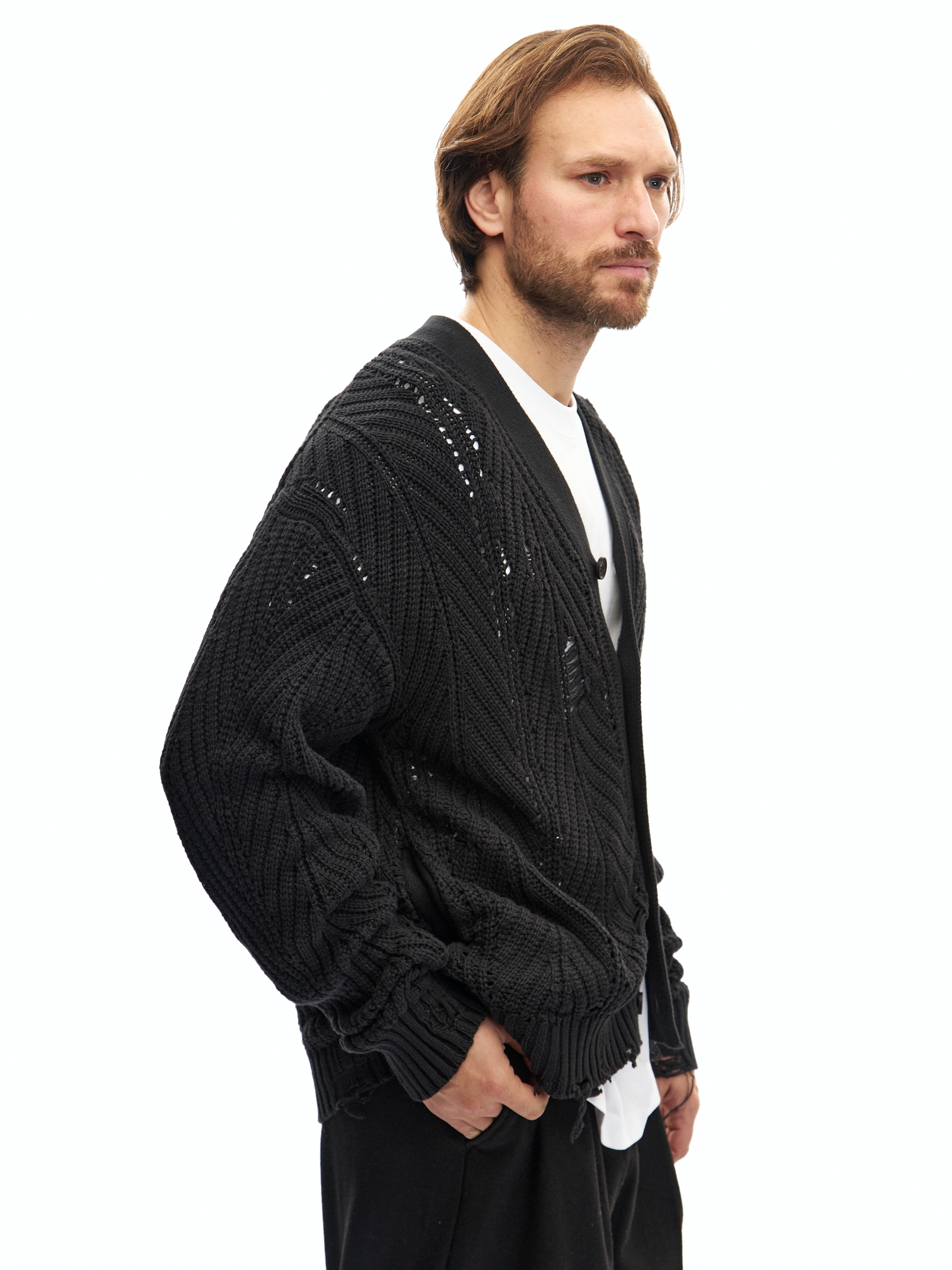 Черный хлопковый кардиган Sublimation с перфорацией