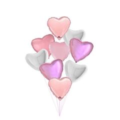 Большой фонтан из розовых сердец для девочки - 10 сердец