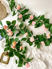 Лиана с Розами, 21 голова на лиане, Розовые розы, длина одной лианы 1,75 м, набор 1 шт.