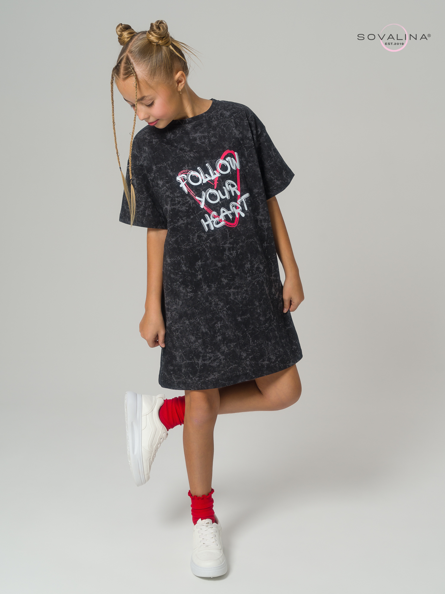 Платье Teen варенка графит FYH