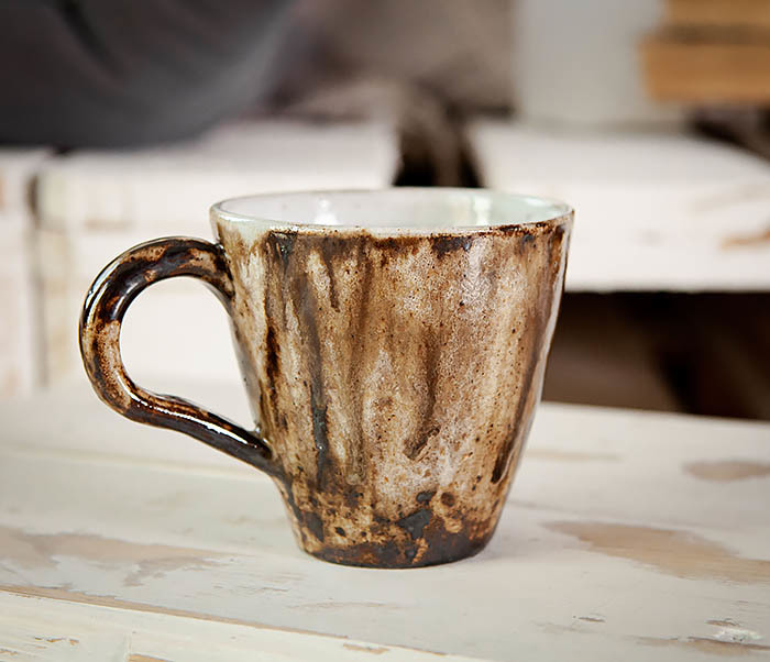 CUP106 Красивая кружка из глины для чая и кофе ручной работы (180 мл)