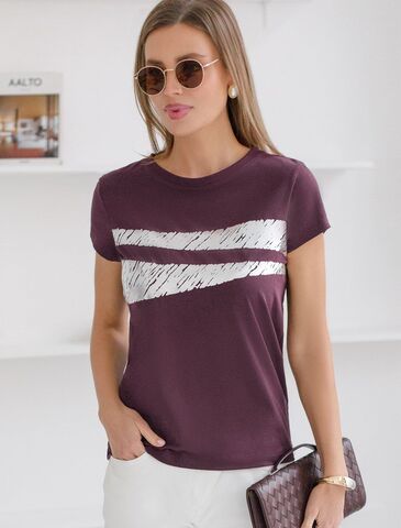 Нарядная футболка с блестящим принтом  D49.135 (131457)