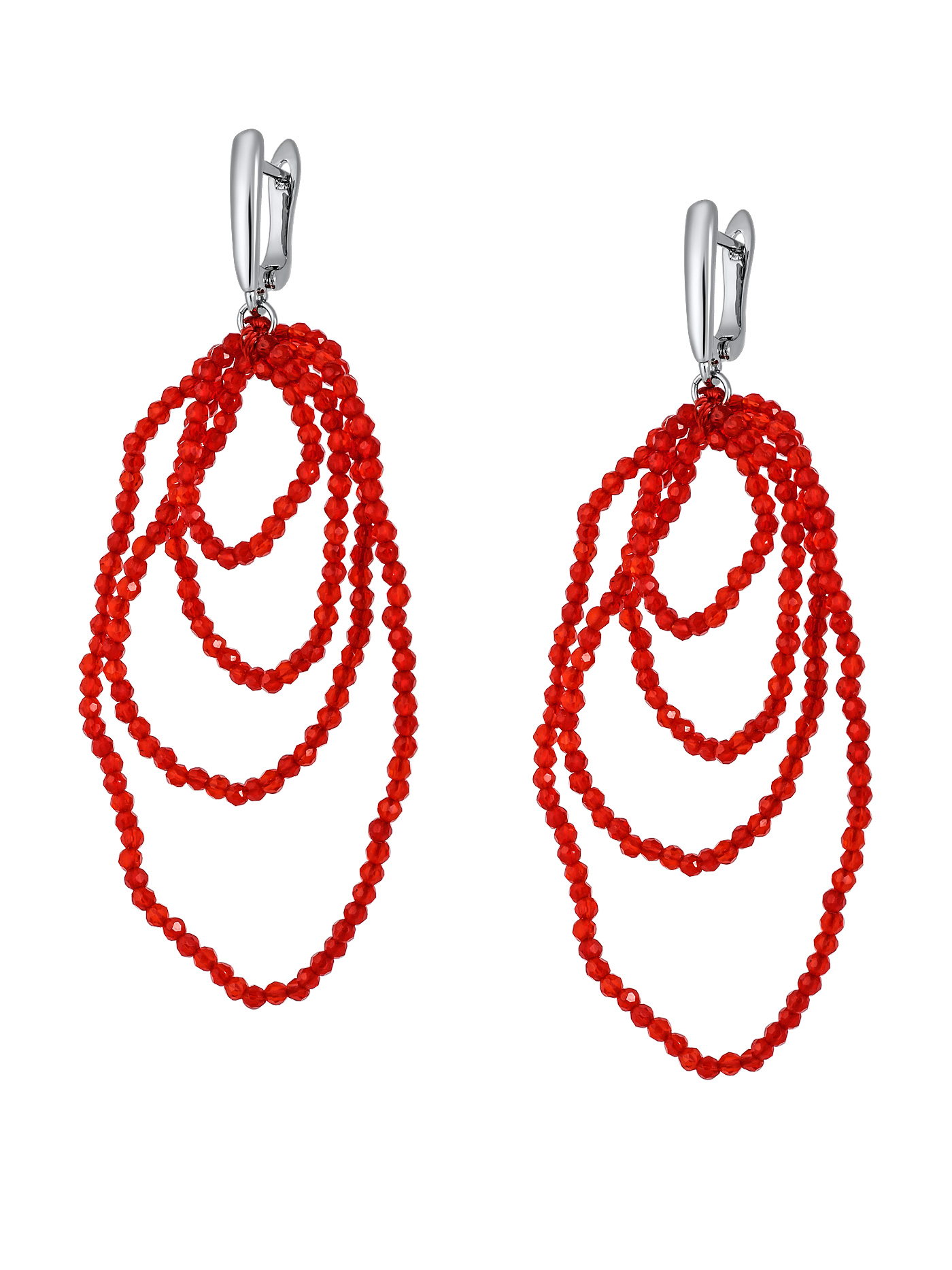 Длинные серьги красные висячие