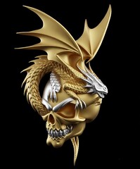 Силиконовый молд № 476 Дракон с черепом