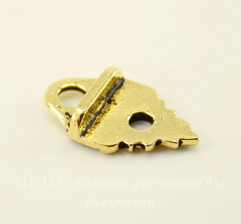 Концевик для плоского шнура TierraCast "Листик" (цвет-античное золото) 19х11,5 мм